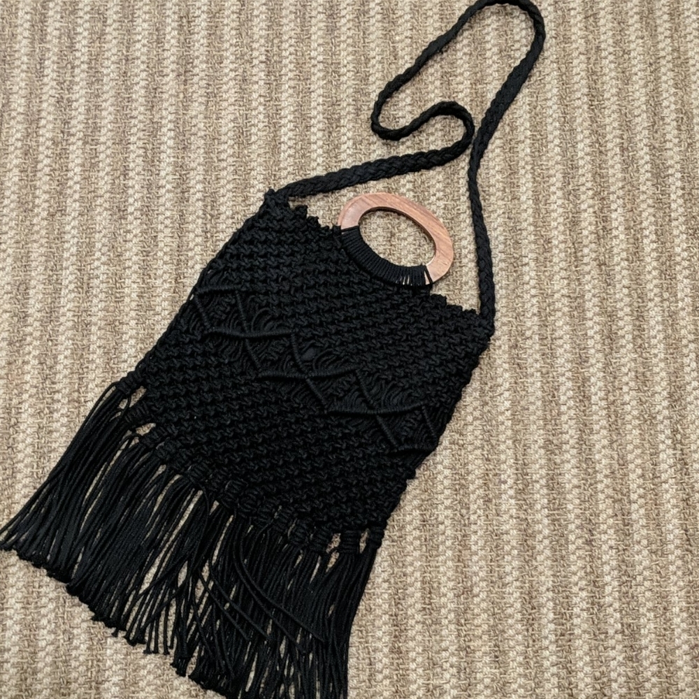Danielle Nicole Black Fringe Bag - image 2